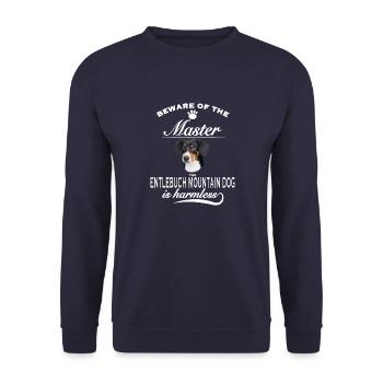 Beware of the master, Entlebucher Sennenhund - Unisex Sweatshirt - navy - Front - Alina (178cm) & Michal (187cm)