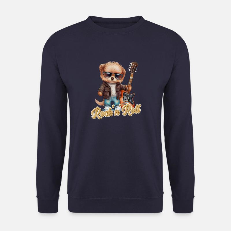 Lustiger Hund mit E-Gitarre Rock 'n' Roll - Unisex Pullover - Navy