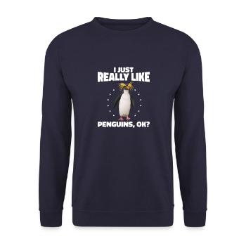 I Just Really Like Penguins ok? - Sweat-shirt Unisexe - marine - Devant - Alina (178cm) & Michal (187cm)
