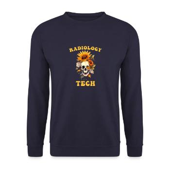 Radiology Tech Flower Funny Skull Radiologist Pun - Unisex Sweatshirt - navy - Front - Alina (178cm) & Michal (187cm)