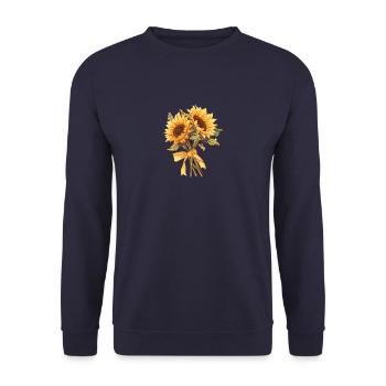 Tournesol frais avec ruban jaune Fleurs mignonnes - Sweat-shirt Unisexe - marine - Devant - Alina (178cm) & Michal (187cm)