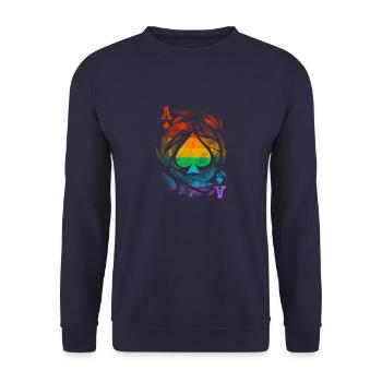 Gay Pride Parade LGBTQ+ Rainbow Flag Body Positive - Unisex Sweatshirt - navy - Front - Alina (178cm) & Michal (187cm)