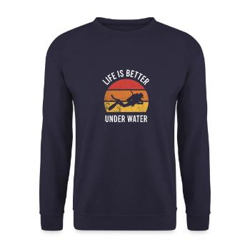 Tauchen Diving Taucherbrille Meer Sporttaucher - Unisex Pullover - Navy - Vorne - Alina (178cm) & Michal (187cm)