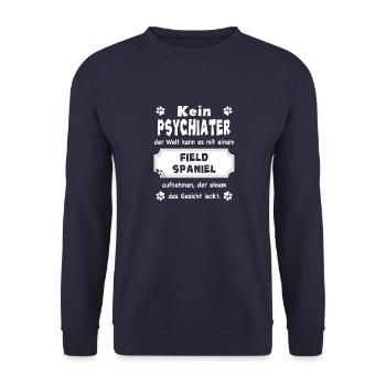 Kein Psychiater - Lustiger Spruch - Field Spaniel - Unisex Pullover - Navy - Vorne - Alina (178cm) & Michal (187cm)