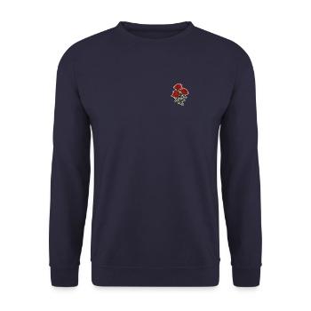 Cool Patch Rote Rosen Vintage Blumen Liebhaber - Unisex Pullover - Navy - Vorne - Alina (178cm) & Michal (187cm)