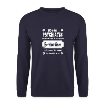 Kein Psychiater - Lustiger Spruch - Bernhardiner - Unisex Pullover - Navy - Vorne - Alina (178cm) & Michal (187cm)