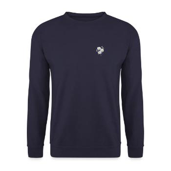 Aufnäher Gänseblümchen Blume Humor Neuheit Blumen Liebhaber - Unisex Pullover - Navy - Vorne - Alina (178cm) & Michal (187cm)