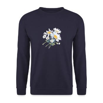 Cooler Blumenstrauß Blumen Gänseblümchen Humor Vintage Blumen - Unisex Pullover - Navy - Vorne - Alina (178cm) & Michal (187cm)