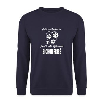 Hand & Pfote - Spruch - Bichon Frisé - Unisex Pullover - Navy - Vorne - Alina (178cm) & Michal (187cm)