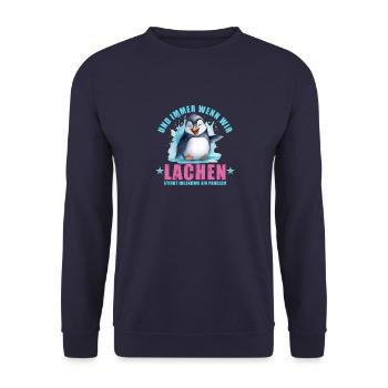 Immer wenn wir lächeln stirbt irgendwo ein Problem - Unisex Pullover - Navy - Vorne - Alina (178cm) & Michal (187cm)