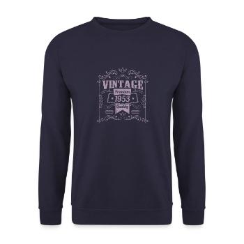 1953 Birthday Sayings 70th Birthday Saying - Unisex Sweatshirt - navy - Front - Alina (178cm) & Michal (187cm)