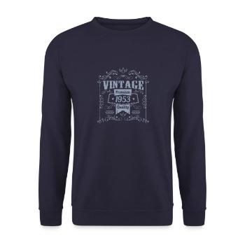 1953 Birthday Sayings 70th Birthday Saying - Unisex Sweatshirt - navy - Front - Alina (178cm) & Michal (187cm)