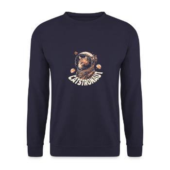 Astronauten-Katze - Unisex Pullover - Navy - Vorne - Alina (178cm) & Michal (187cm)