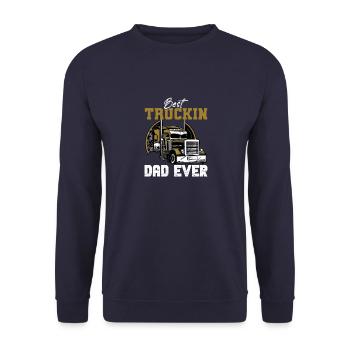 Lkw-Fahrer Trucker Vintage Sattelzug Sprüche - Unisex Pullover - Navy - Vorne - Alina (178cm) & Michal (187cm)