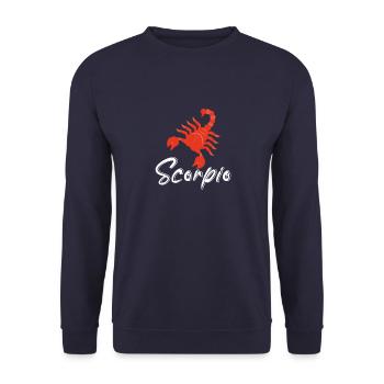Scorpio Zodiac Skorpion Tierkreis Vitange Sprüche - Unisex Pullover - Navy - Vorne - Alina (178cm) & Michal (187cm)
