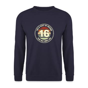 16ème anniversaire pour que vous voyiez avec 16 cadeaux rétro - Sweat-shirt Unisexe - marine - Devant - Alina (178cm) & Michal (187cm)