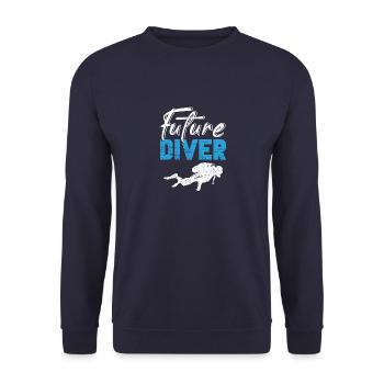 Tauchen Diving Vintage Underwater Sprüche - Unisex Pullover - Navy - Vorne - Alina (178cm) & Michal (187cm)