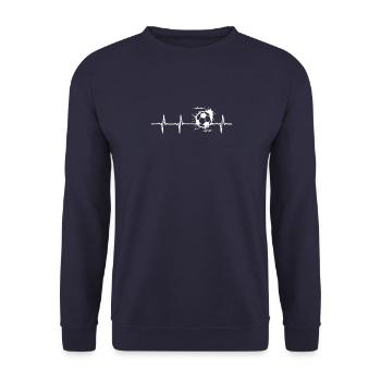 Herzschlag Fußball Puls Fußballer - Unisex Pullover - Navy - Vorne - Alina (178cm) & Michal (187cm)