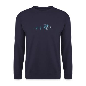 Fußball Herzschlag - Unisex Pullover - Navy - Vorne - Alina (178cm) & Michal (187cm)