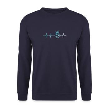 Herzschlag Fußball Puls Fußballer - Unisex Pullover - Navy - Vorne - Alina (178cm) & Michal (187cm)