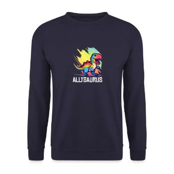 Allysaurus Dinosaur Lover LGBT Transgender Gay Pun - Unisex Sweatshirt - navy - Front - Alina (178cm) & Michal (187cm)