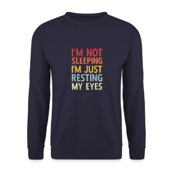 Ich Schlafe Nicht Vintage Ich Ruhe Nur Meine Augen - Unisex Pullover - Navy - Vorne - Alina (178cm) & Michal (187cm)