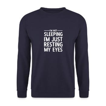 Ich Schlafe Nicht Vintage Ich Ruhe Nur Meine Augen - Unisex Pullover - Navy - Vorne - Alina (178cm) & Michal (187cm)