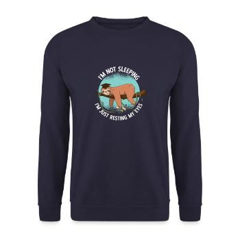 Ich Schlafe Nicht Vintage Ich Ruhe Nur Meine Augen - Unisex Pullover - Navy - Vorne - Alina (178cm) & Michal (187cm)