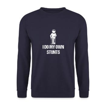 Stuntman Vintage Lustige Sprüche - Unisex Pullover - Navy - Vorne - Alina (178cm) & Michal (187cm)
