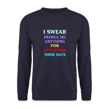 Focus on attention - Unisex Sweatshirt - navy - Front - Alina (178cm) & Michal (187cm)
