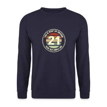 21ème anniversaire pour que vous voyiez avec 21 cadeaux rétro - Sweat-shirt Unisexe - marine - Devant - Alina (178cm) & Michal (187cm)