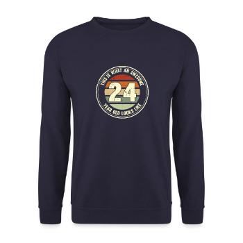 24e anniversaire pour que vous voyiez avec 24 cadeaux rétro - Sweat-shirt Unisexe - marine - Devant - Alina (178cm) & Michal (187cm)
