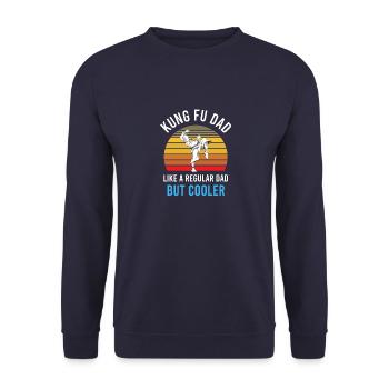 Kung Fu Shaolin Vintage Kampfkunst Sprüche - Unisex Pullover - Navy - Vorne - Alina (178cm) & Michal (187cm)