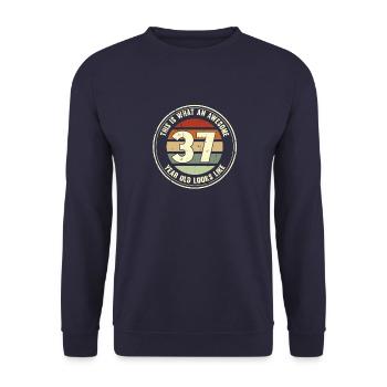 37e anniversaire pour que vous voyiez avec 37 cadeaux rétro - Sweat-shirt Unisexe - marine - Devant - Alina (178cm) & Michal (187cm)