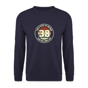 38e anniversaire pour que vous voyiez avec 38 cadeaux rétro - Sweat-shirt Unisexe - marine - Devant - Alina (178cm) & Michal (187cm)
