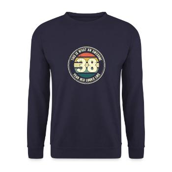 38e anniversaire pour que vous voyiez avec 38 cadeaux rétro - Sweat-shirt Unisexe - marine - Devant - Alina (178cm) & Michal (187cm)