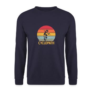 Cyclopath Cycologist Cyclist Vintage Fahrrad Rad - Unisex Pullover - Navy - Vorne - Alina (178cm) & Michal (187cm)