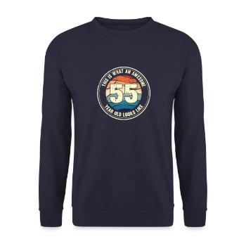 55e anniversaire pour que vous voyiez avec 55 cadeaux rétro - Sweat-shirt Unisexe - marine - Devant - Alina (178cm) & Michal (187cm)