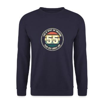 55e anniversaire pour que vous voyiez avec 55 cadeaux rétro - Sweat-shirt Unisexe - marine - Devant - Alina (178cm) & Michal (187cm)