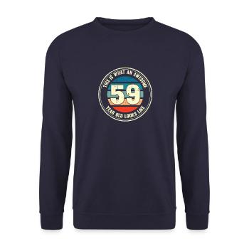59e anniversaire pour que vous voyiez avec 59 cadeau rétro - Sweat-shirt Unisexe - marine - Devant - Alina (178cm) & Michal (187cm)