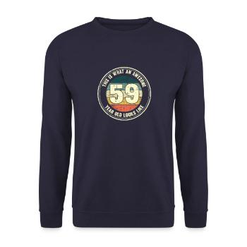 59e anniversaire pour que vous voyiez avec 59 cadeau rétro - Sweat-shirt Unisexe - marine - Devant - Alina (178cm) & Michal (187cm)