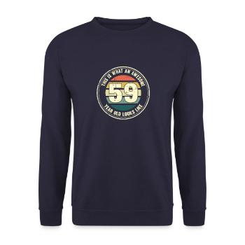 59e anniversaire pour que vous voyiez avec 59 cadeau rétro - Sweat-shirt Unisexe - marine - Devant - Alina (178cm) & Michal (187cm)