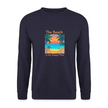 Der Strand ist mein glücklicher Ort - Unisex Pullover - Navy - Vorne - Alina (178cm) & Michal (187cm)