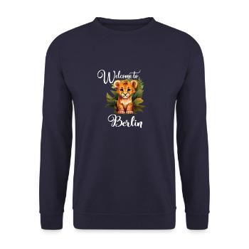« Bienvenue à Berlin » lion - vie citadine avec un - Sweat-shirt Unisexe - marine - Devant - Alina (178cm) & Michal (187cm)