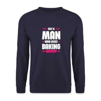 Man Loves Baking - Unisex Sweatshirt - navy - Front - Alina (178cm) & Michal (187cm)