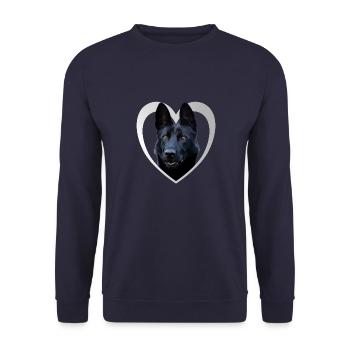Hundeliebhaber - Hunde Herz Schwarzer Schäferhund - Unisex Pullover - Navy - Vorne - Alina (178cm) & Michal (187cm)