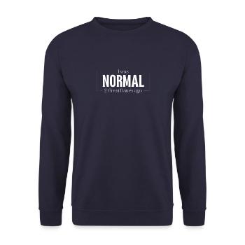 Ich war Normal vor zwei deutschen Doggen Hunde - Unisex Pullover - Navy - Vorne - Alina (178cm) & Michal (187cm)