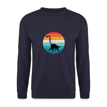 Lémurien vintage Drôle d’animal - Sweat-shirt Unisexe - marine - Devant - Alina (178cm) & Michal (187cm)