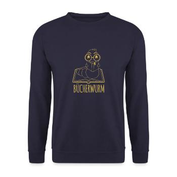Leseratte Silhouette - Für Bücherwürmer und - Unisex Pullover - Navy - Vorne - Alina (178cm) & Michal (187cm)