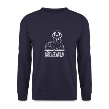 Leseratte Silhouette - Für Bücherwürmer und - Unisex Pullover - Navy - Vorne - Alina (178cm) & Michal (187cm)